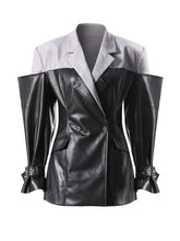 Leather Lapel Sleeve Jacket