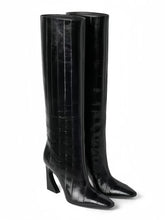 Crocodile Chunky Heel Boots