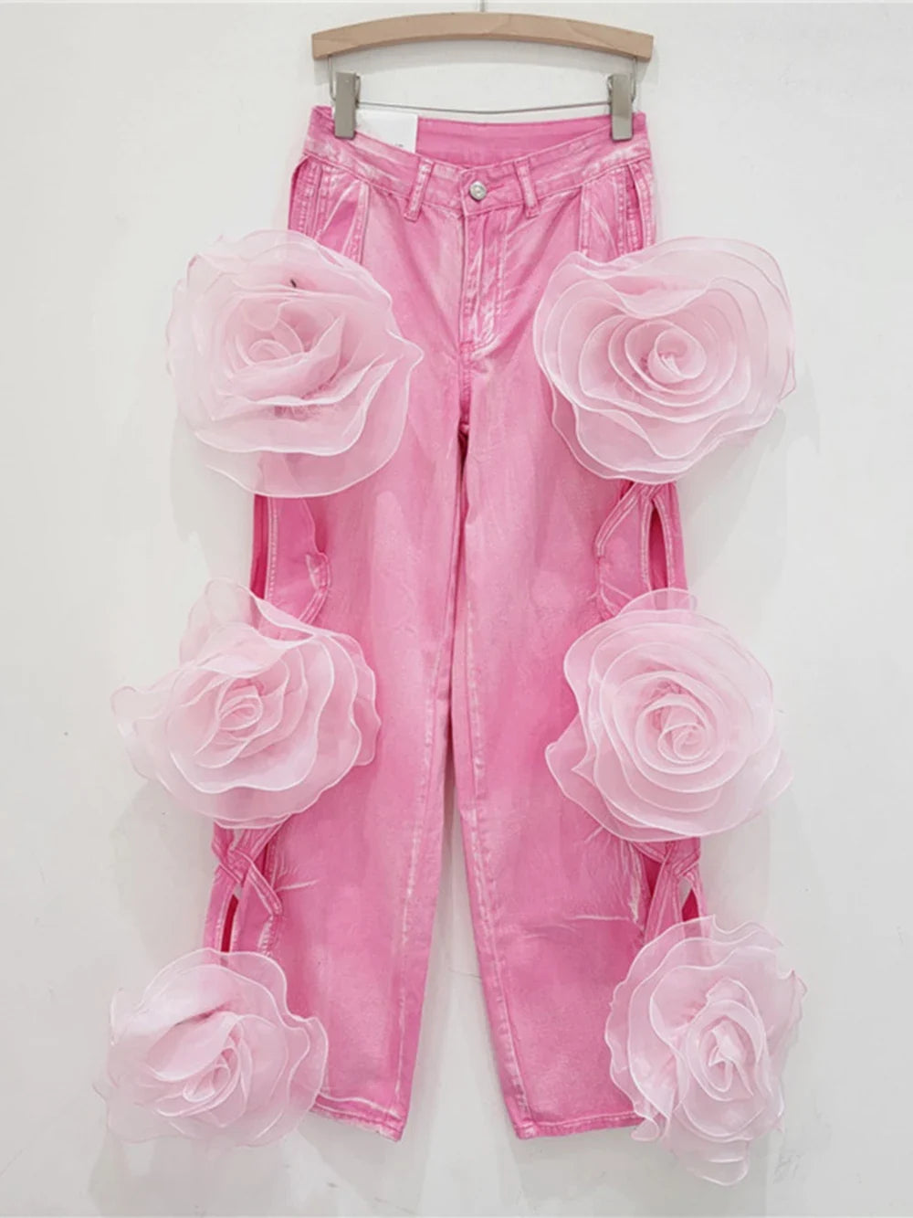 3D Flower Denim Pants