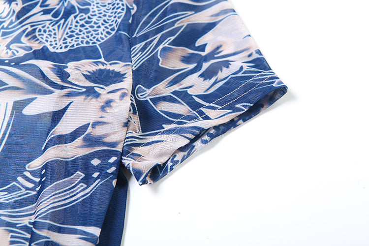 A Print Mesh Jumpsuit