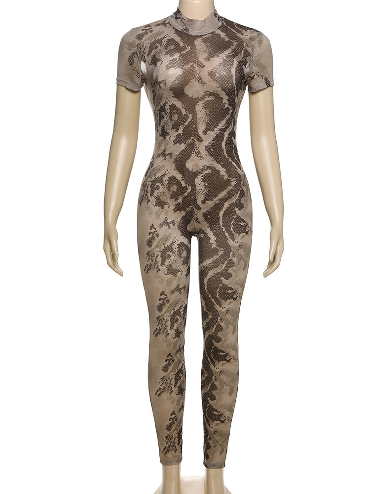 A Print Mesh Jumpsuit