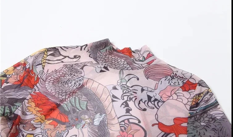 A Print Mesh Jumpsuit
