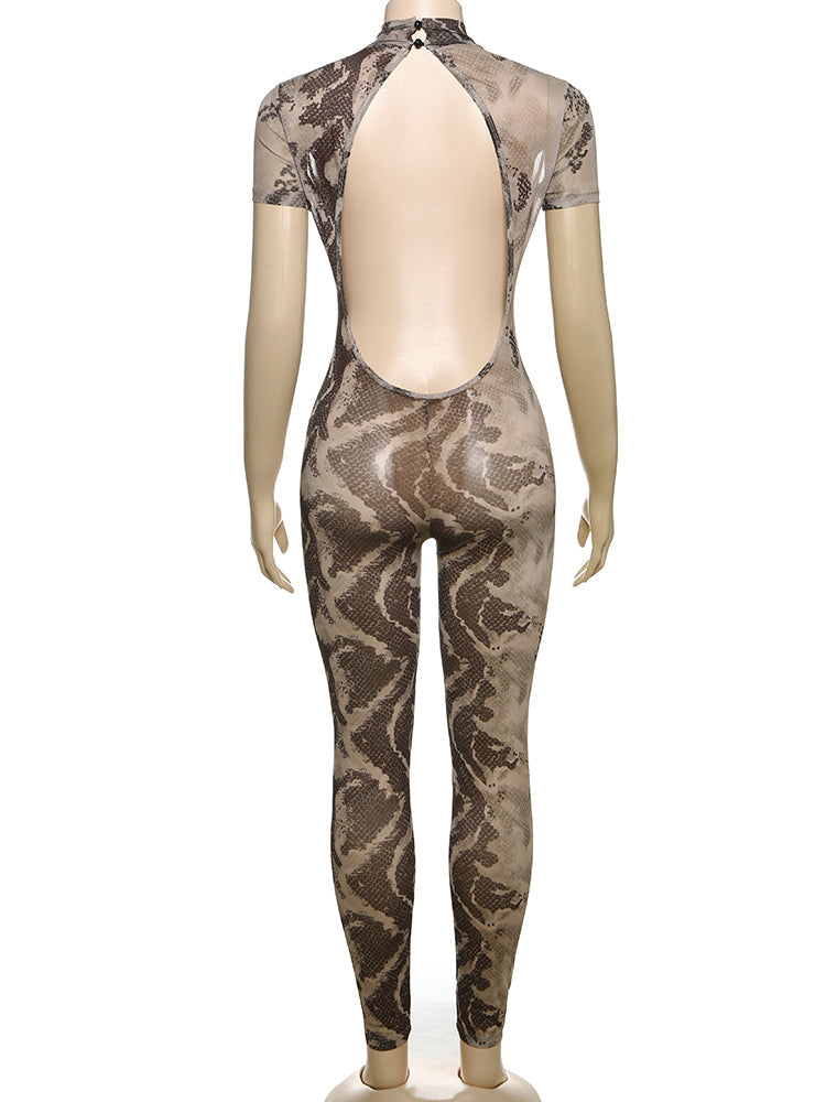 A Print Mesh Jumpsuit