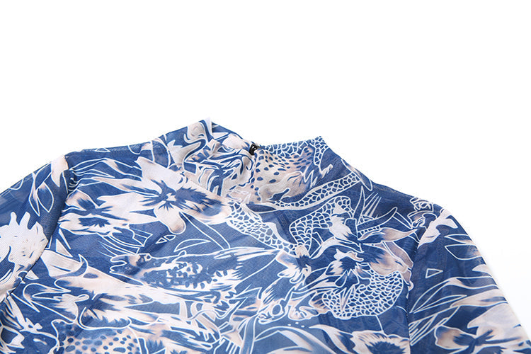A Print Mesh Jumpsuit
