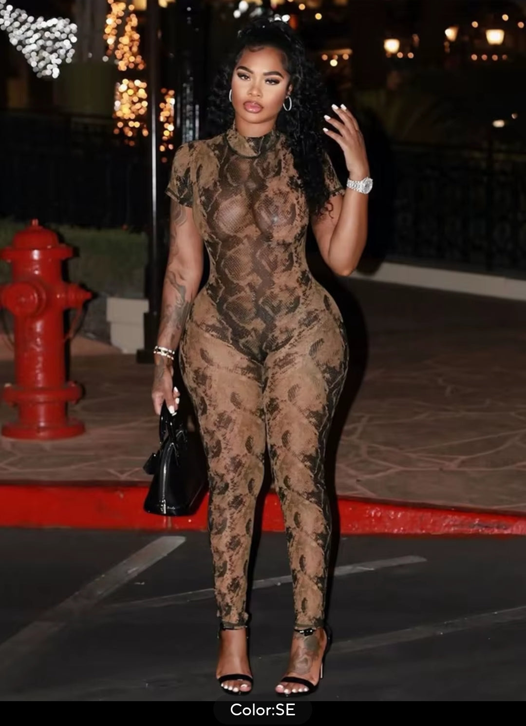 A Print Mesh Jumpsuit