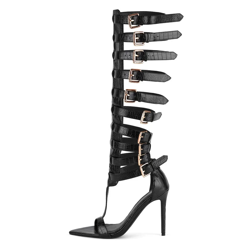 Gladiator Buckle Pointy Toe Sandals