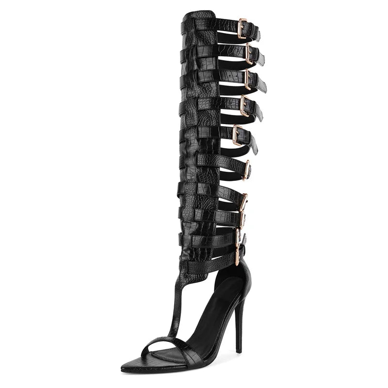 Gladiator Buckle Pointy Toe Sandals