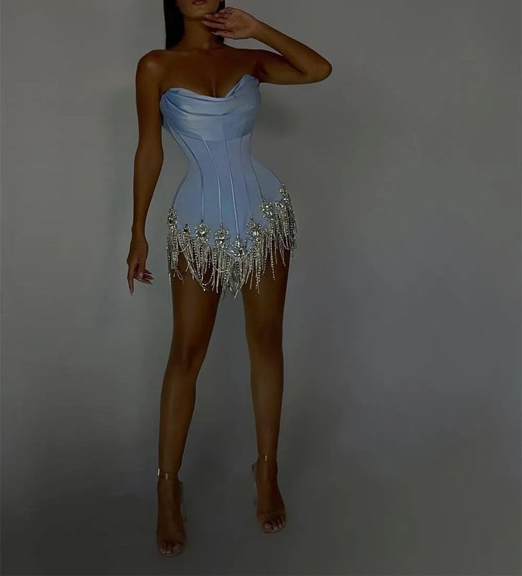 Abigail Embellishment Bandage Mini Dress