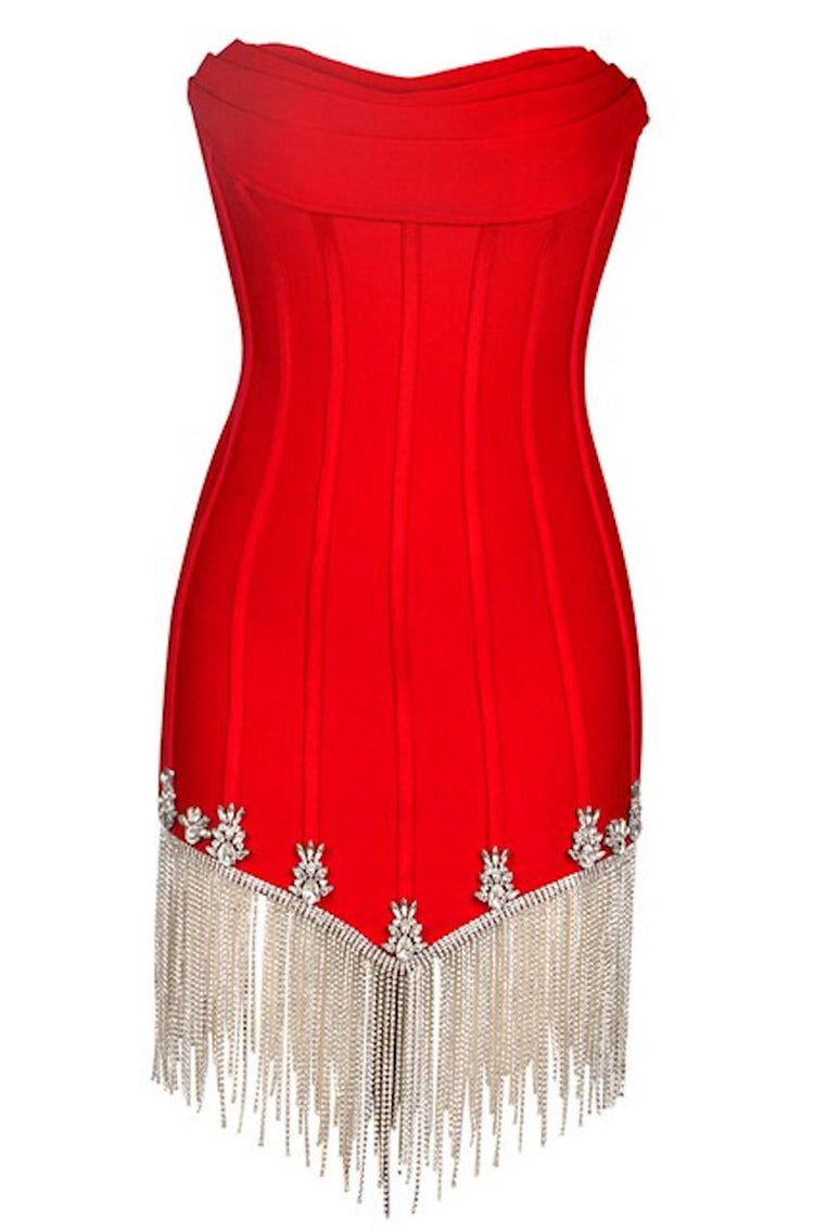 Abigail Embellishment Bandage Mini Dress