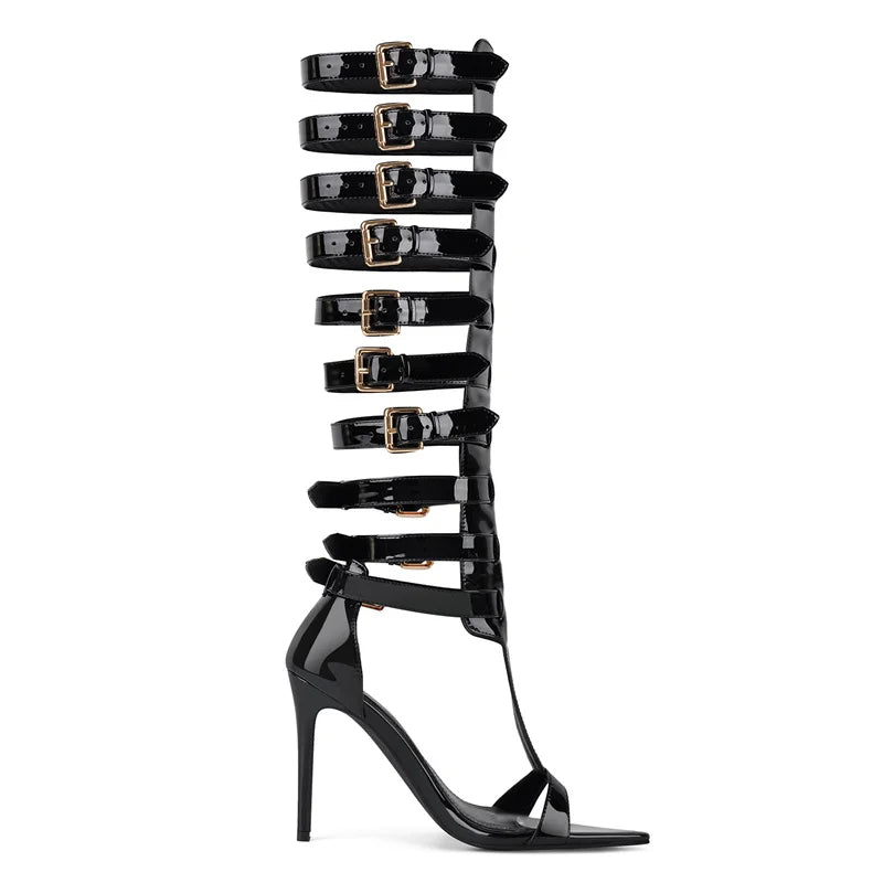 Gladiator Buckle Pointy Toe Sandals