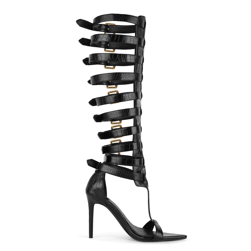 Gladiator Buckle Pointy Toe Sandals