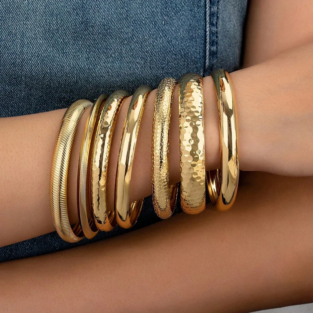 7 Pcs Chunky Cuff Bangles Bracelets Set
