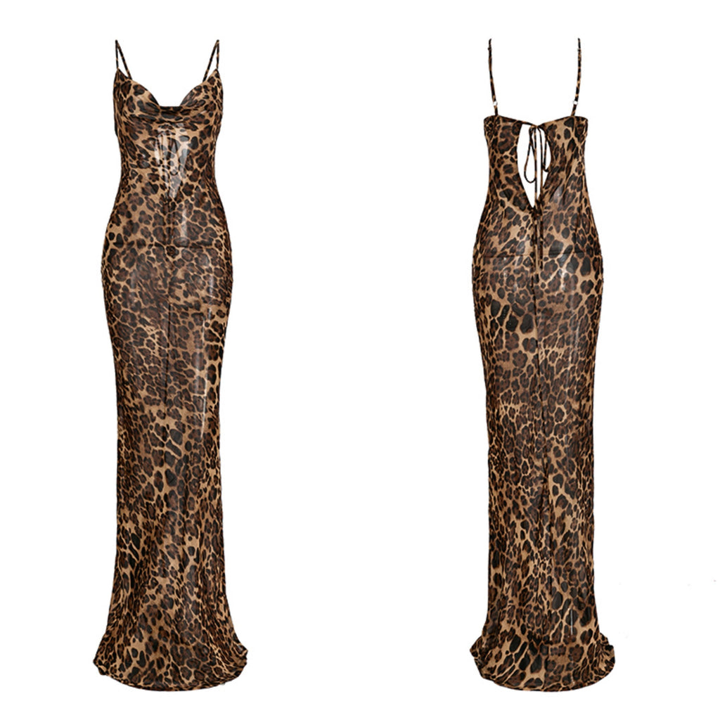 All Leopard Bodycon Mesh Dress