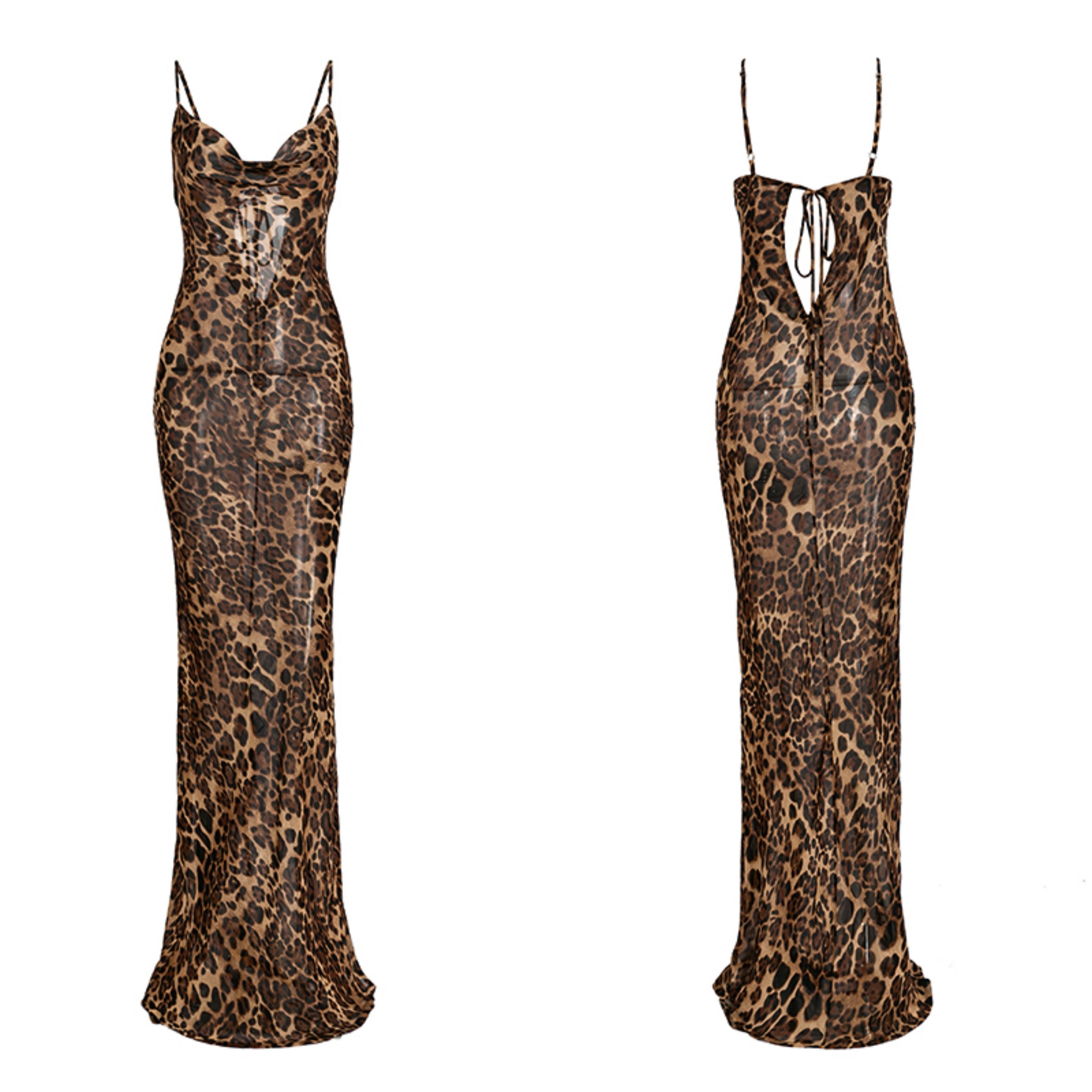 All Leopard Bodycon Mesh Dress