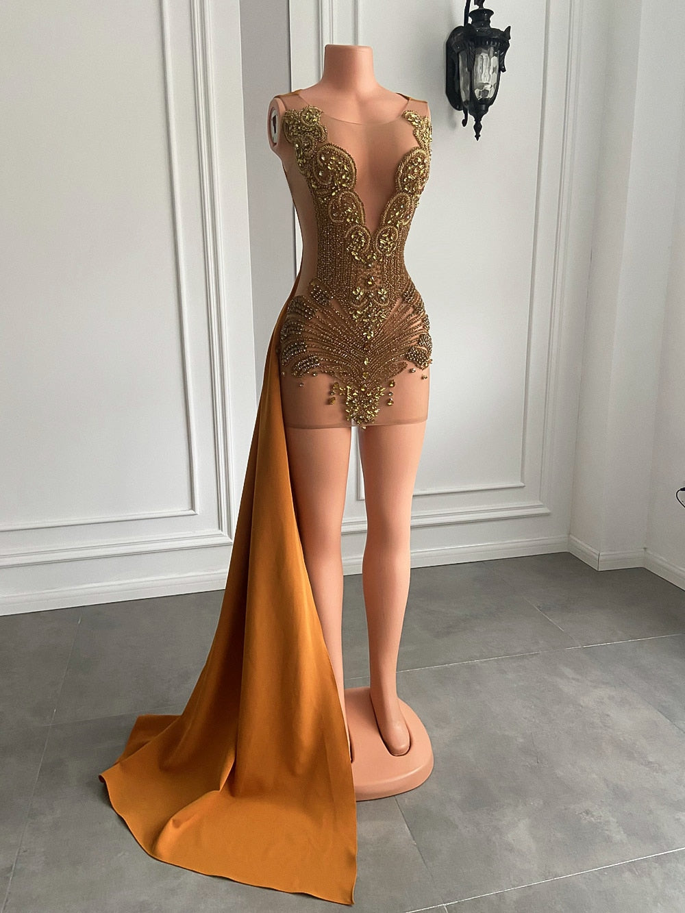Angel Luxury Sheer Mesh Sparkly Dress