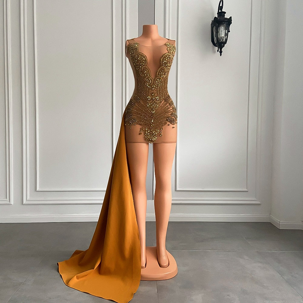 Angel Luxury Sheer Mesh Sparkly Dress