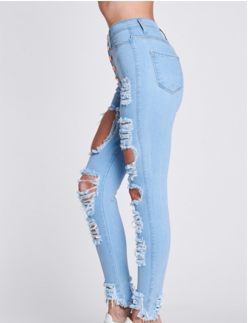 Back At it High Waist Jeans- Light blue