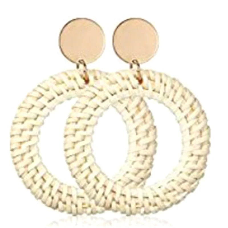 Boho Rattan Braid Drop Earrings