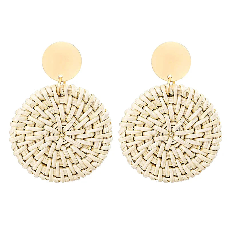 Boho Rattan Braid Drop Earrings