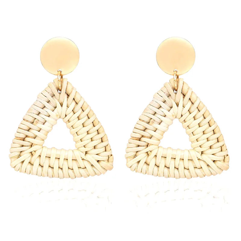 Boho Rattan Braid Drop Earrings