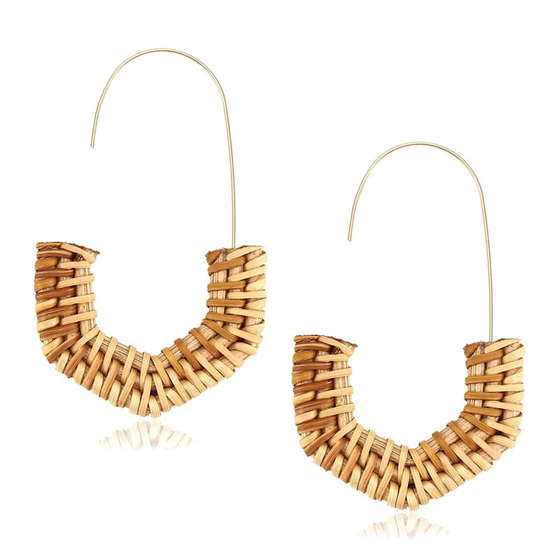 Boho Rattan Braid Drop Earrings