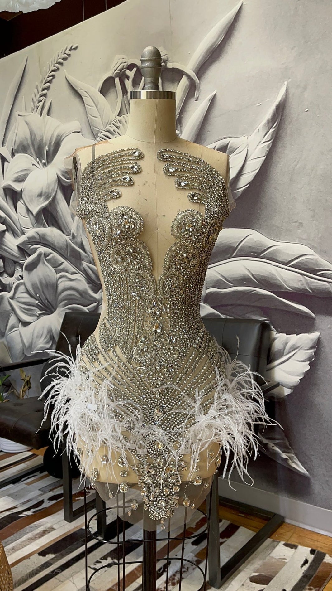Brenda Mesh Feathers Dress