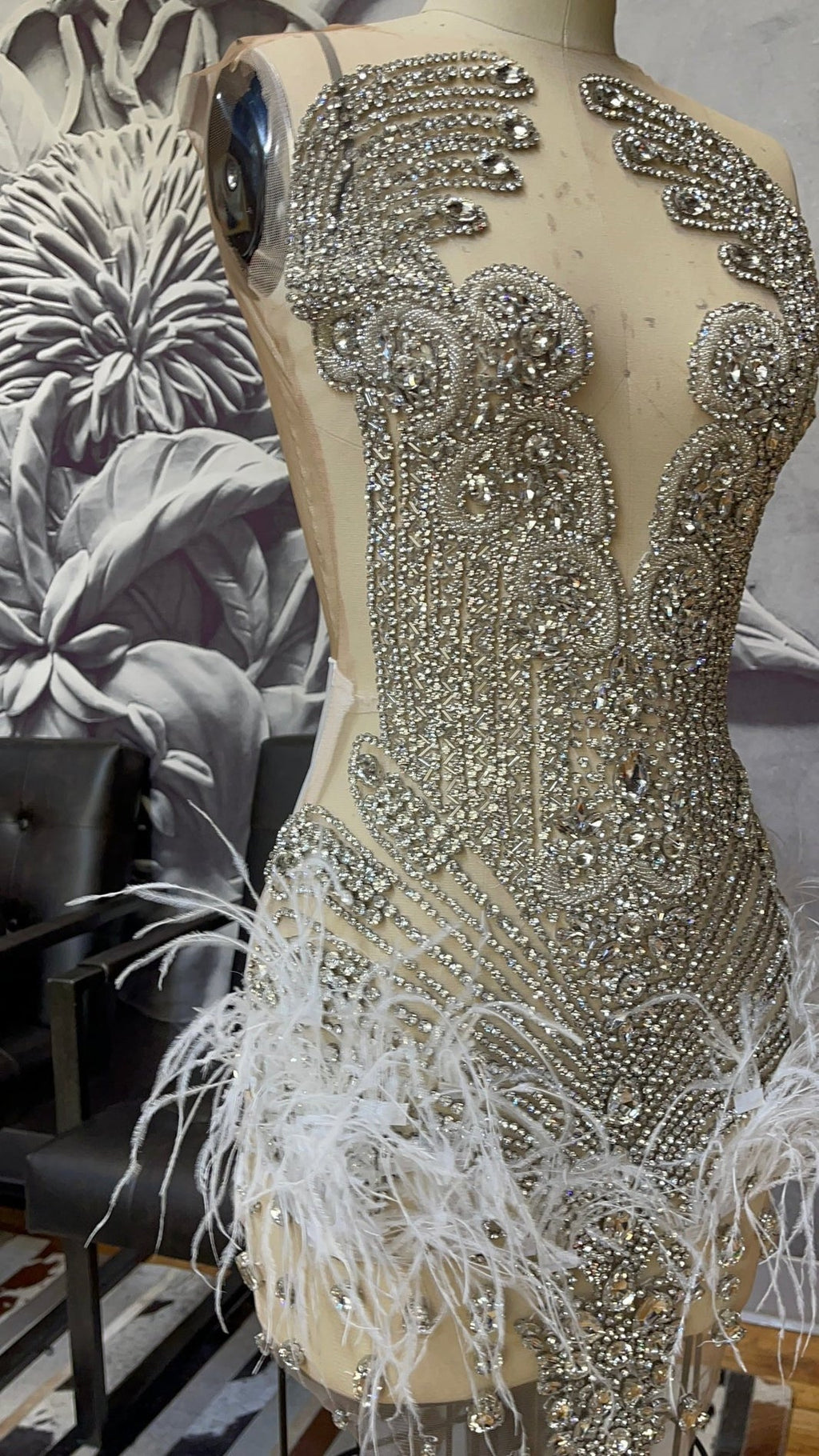 Brenda Mesh Feathers Dress