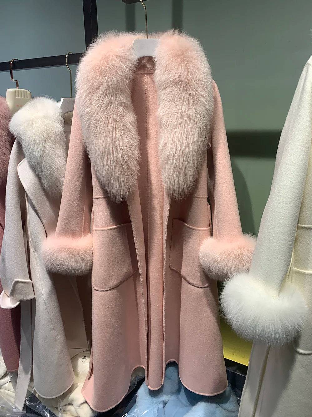 Cashmere Fox Fur Luxury Overcoat