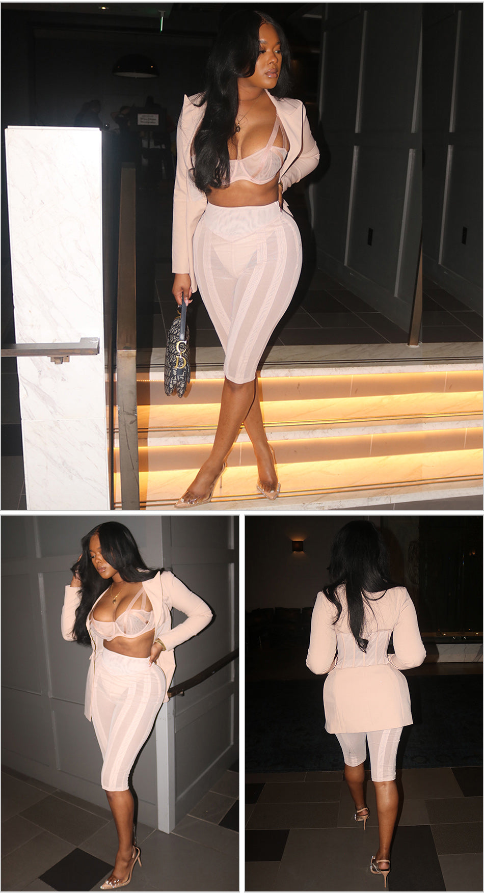 Ciara Sheer Blazer Short Set