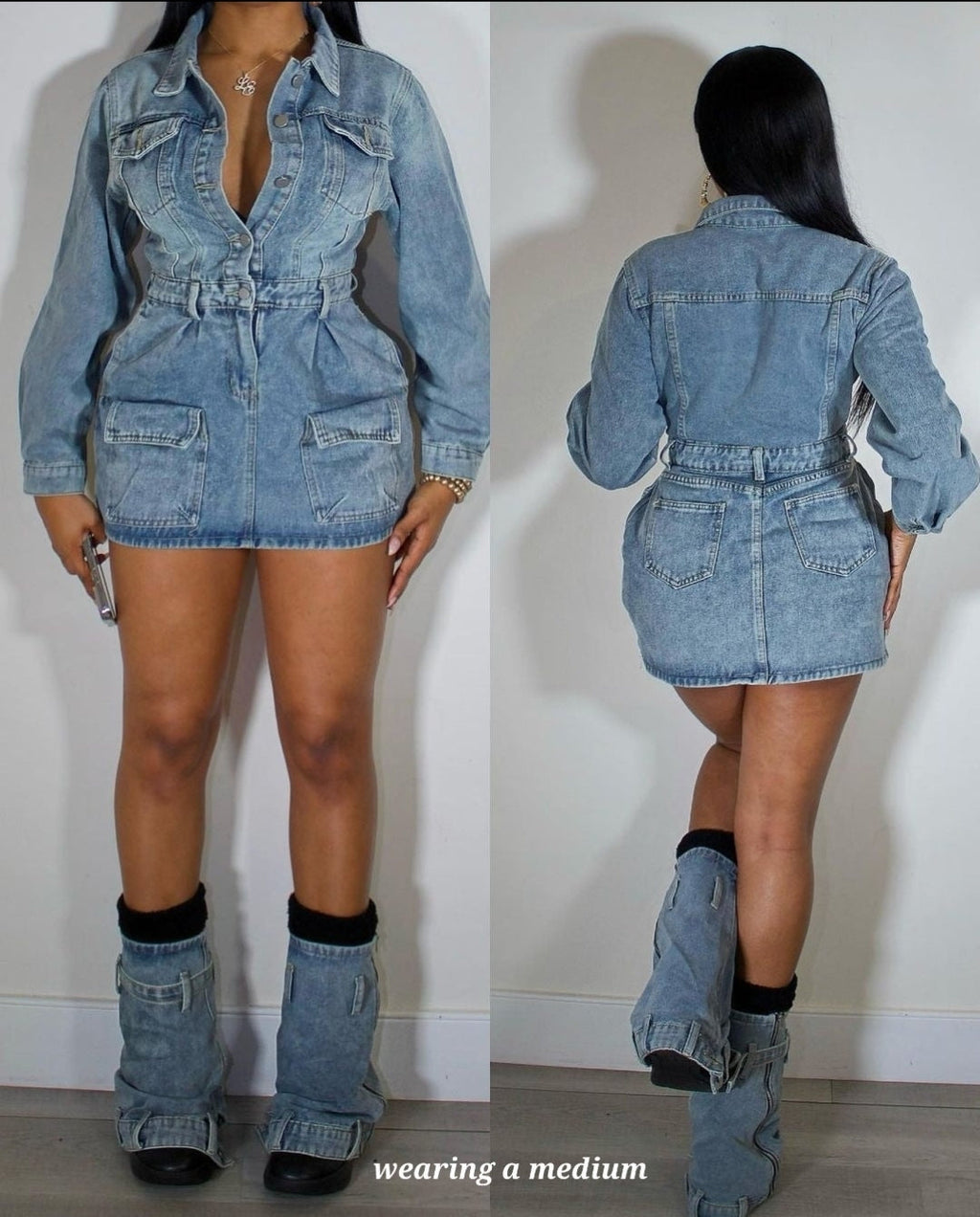 City View Denim Dress Socks Set
