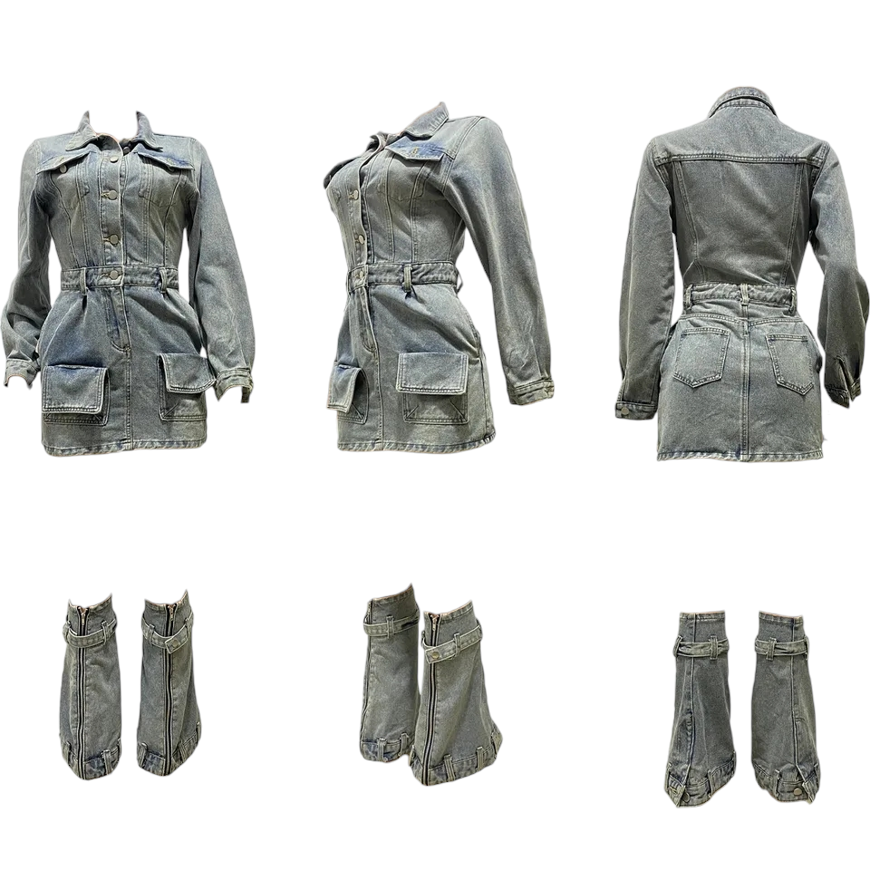 City View Denim Dress Socks Set