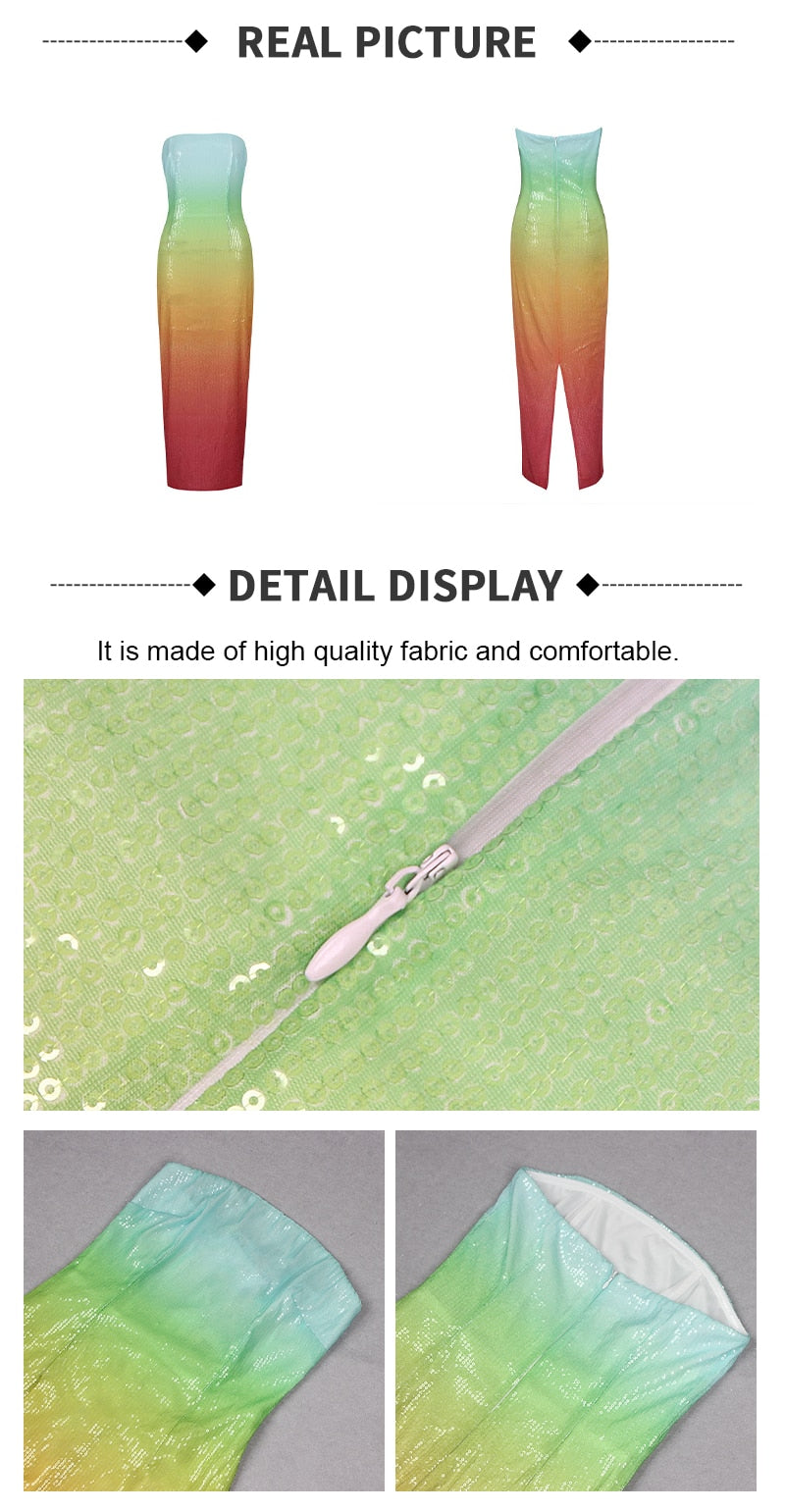 Cocktail Sequins Gradient Dress