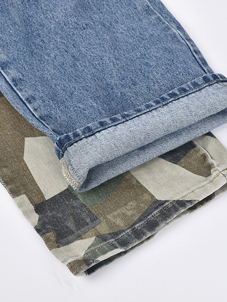Contrast High Waist Jeans