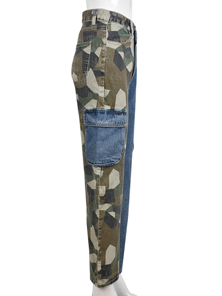 Contrast High Waist Jeans