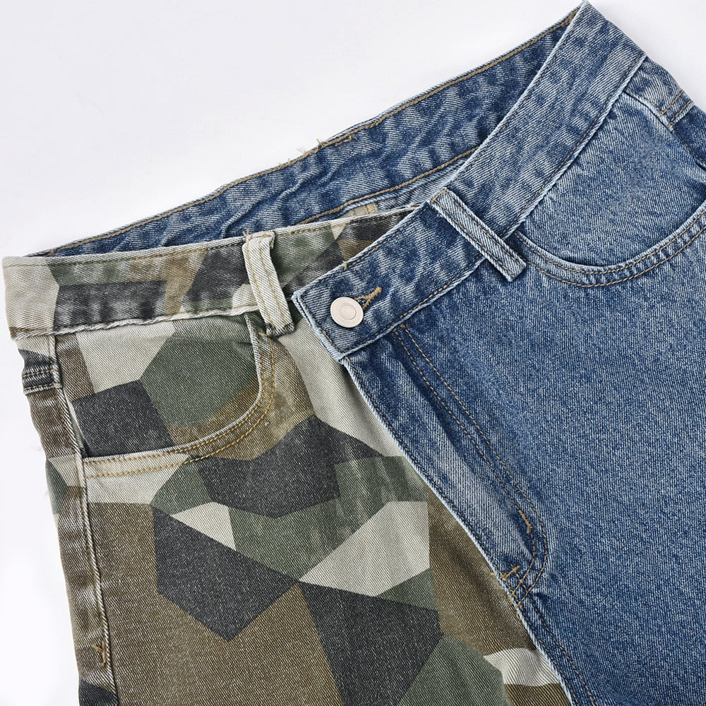 Contrast High Waist Jeans