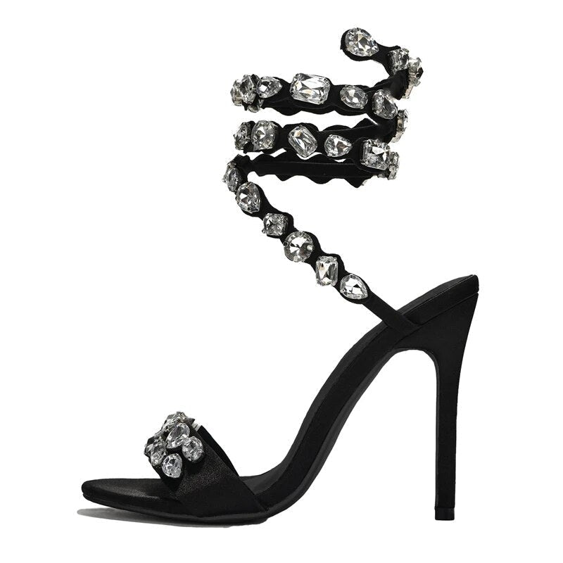 Crystal Ankle Wrap High Heels