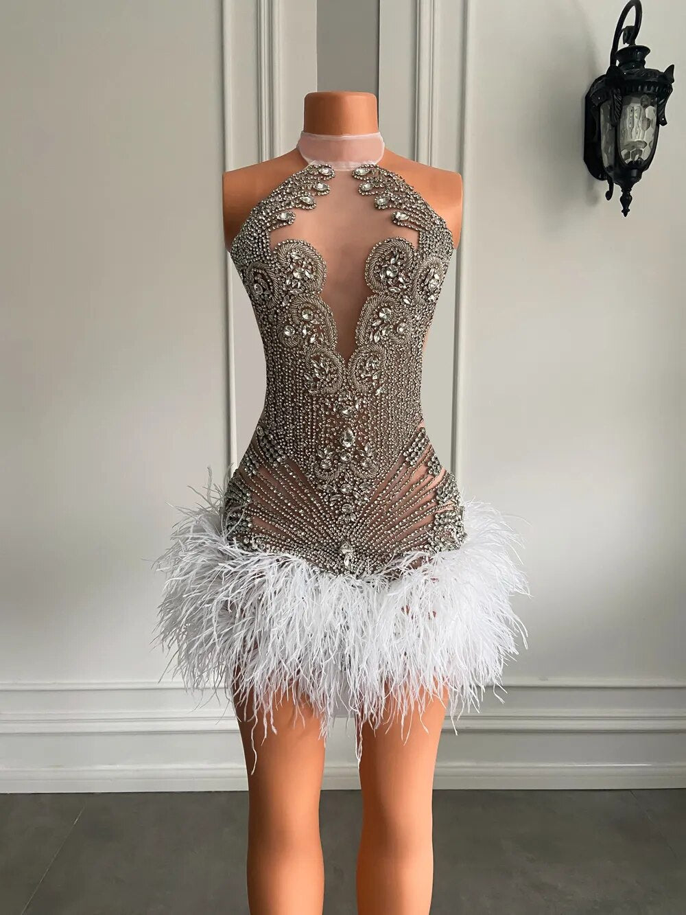 Crystal Feather Mini Dress