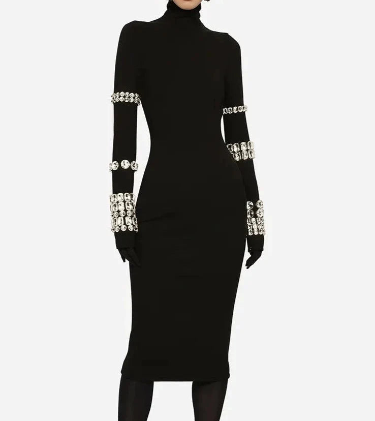 Crystal Luxury Bandage Midi Dress
