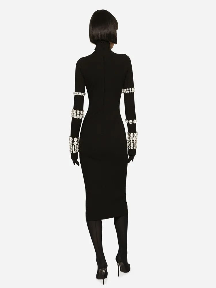 Crystal Luxury Bandage Midi Dress