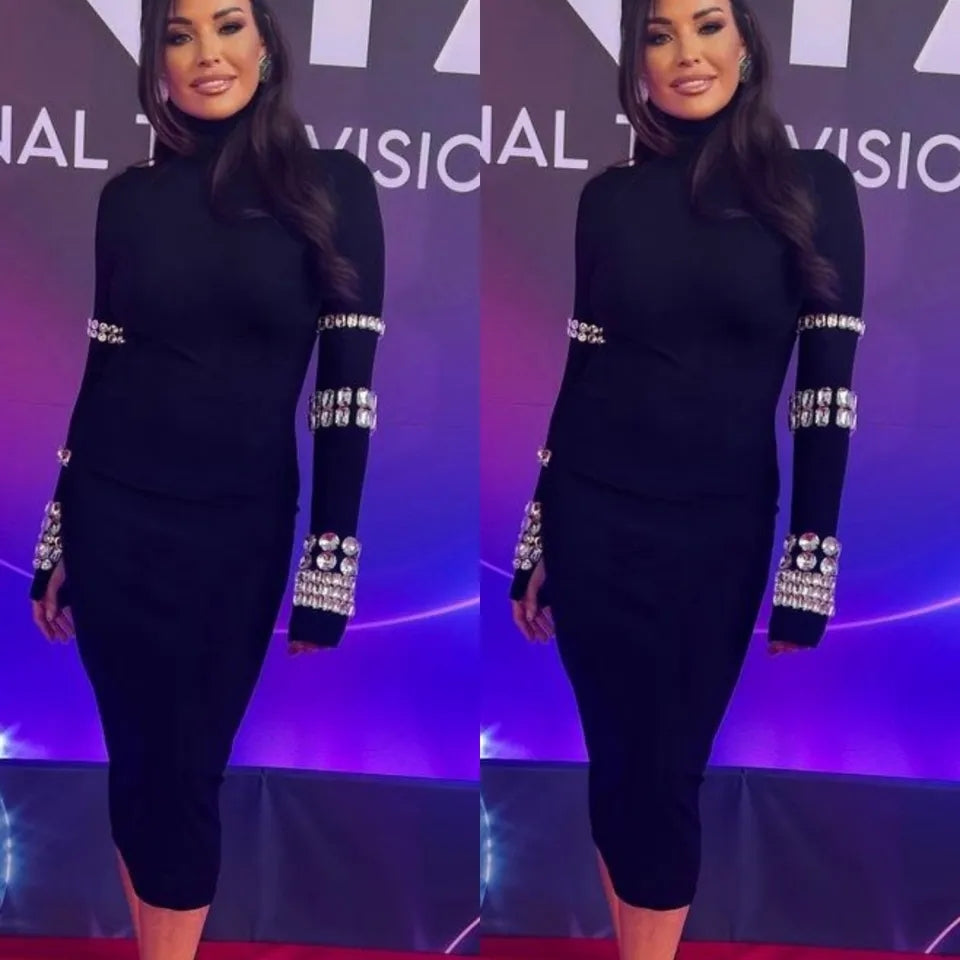 Crystal Luxury Bandage Midi Dress