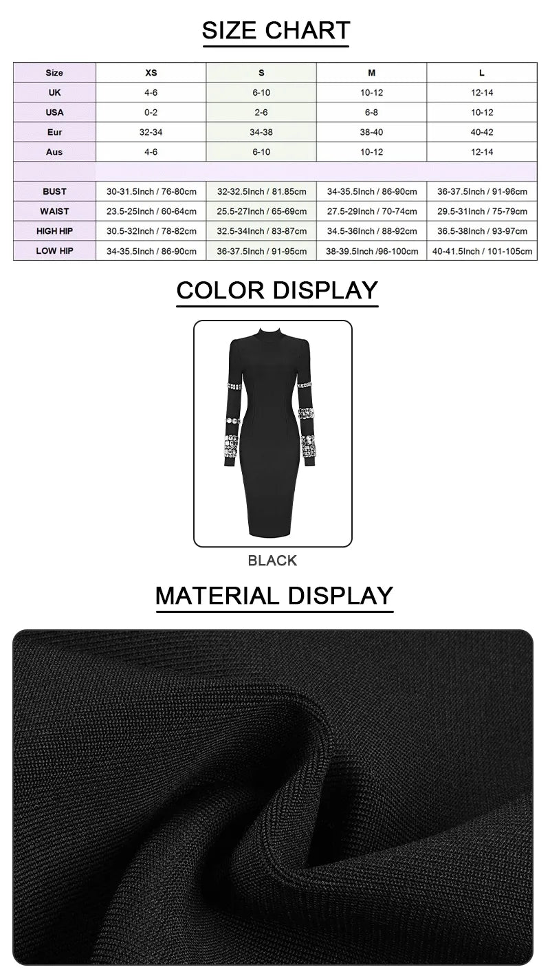 Crystal Luxury Bandage Midi Dress