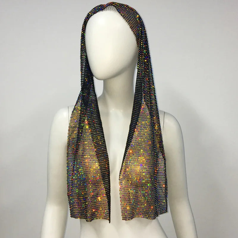Crystal Rhinestone Fishnet Headscarf