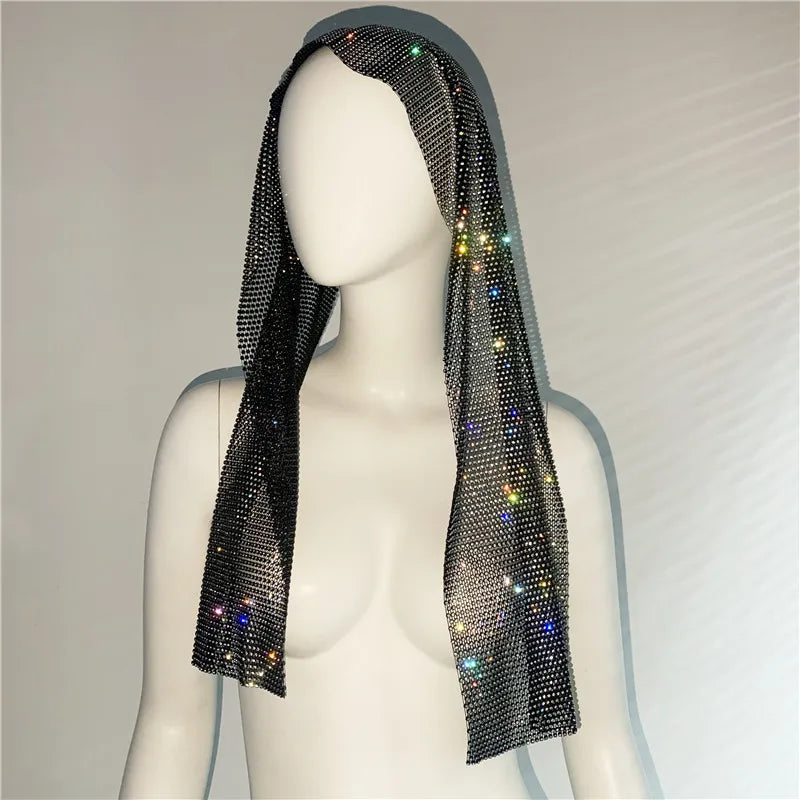Crystal Rhinestone Fishnet Headscarf