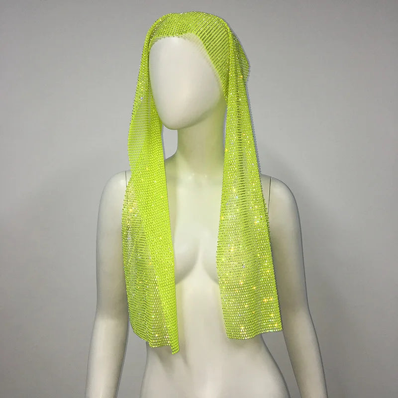 Crystal Rhinestone Fishnet Headscarf