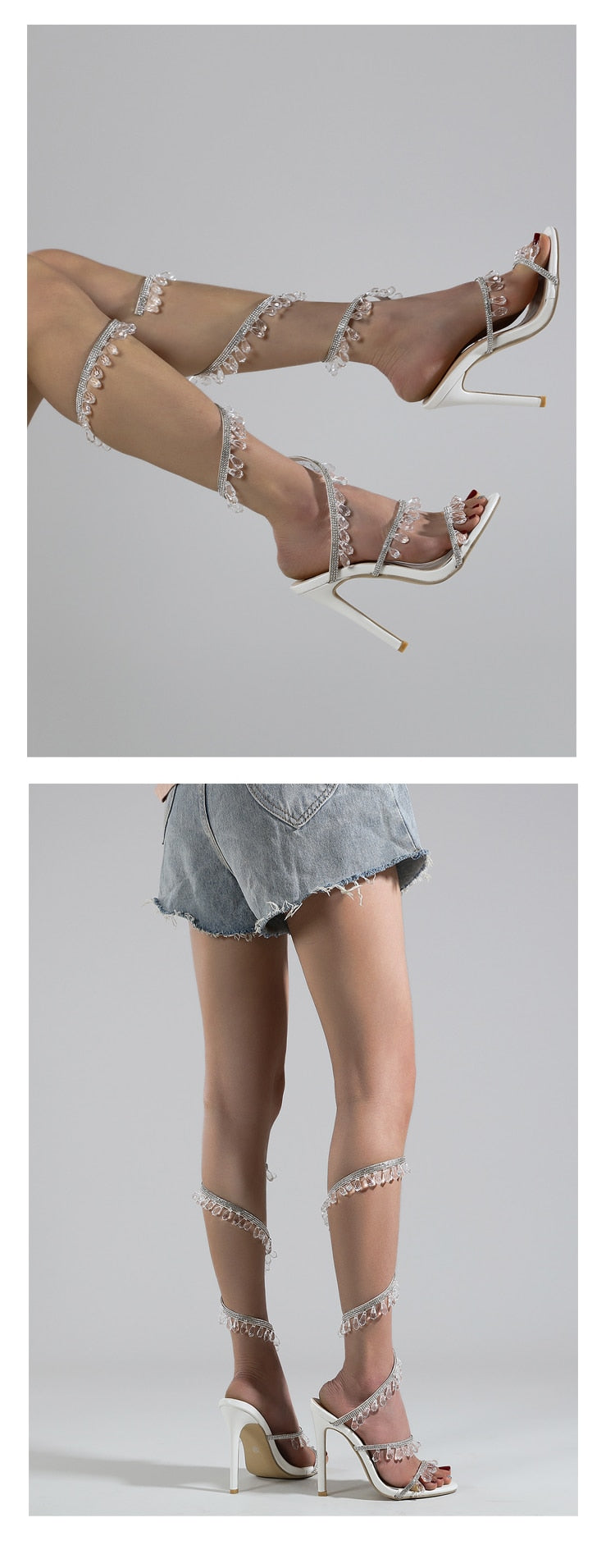 Crystal String Bead High Heels