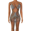 Diamond Tassel Fringe Mesh Dress