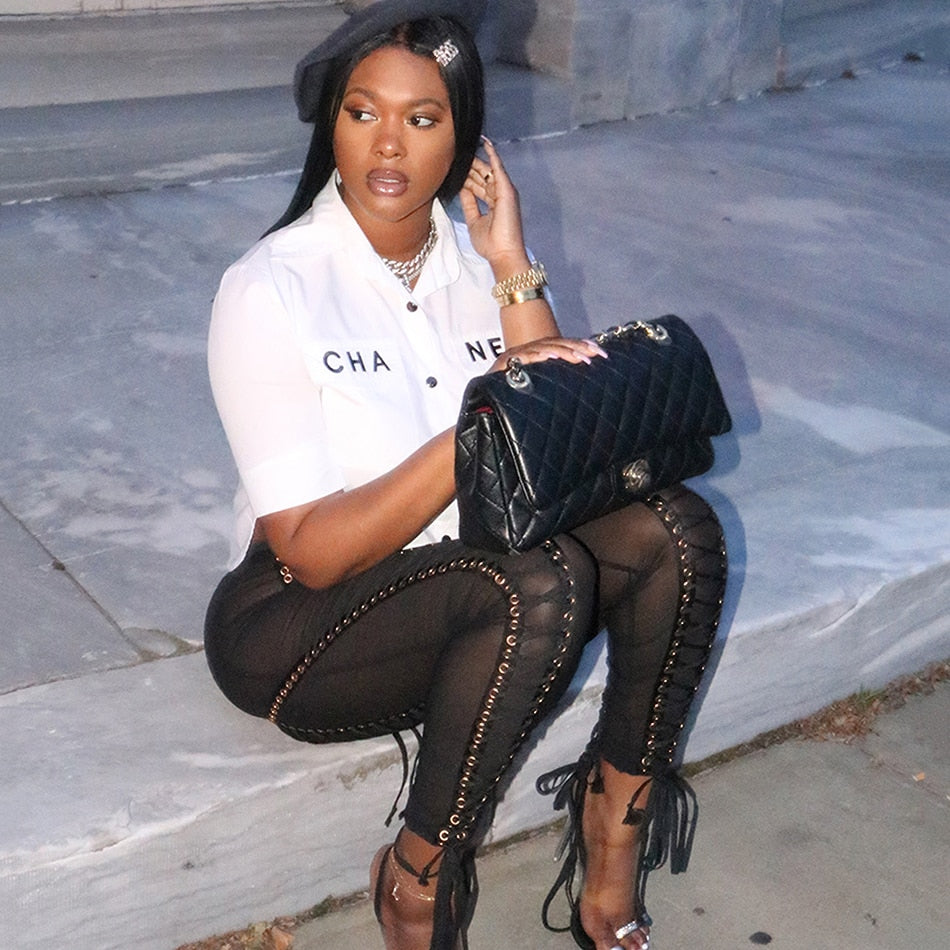 Diva Lace Up Mesh Pants
