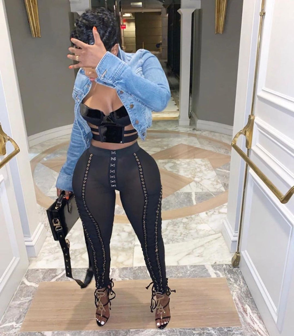 Diva Lace Up Mesh Pants
