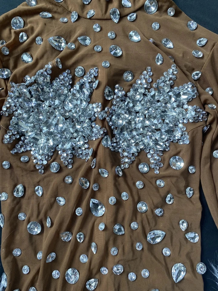Feather Rhinestone Jumpsuit