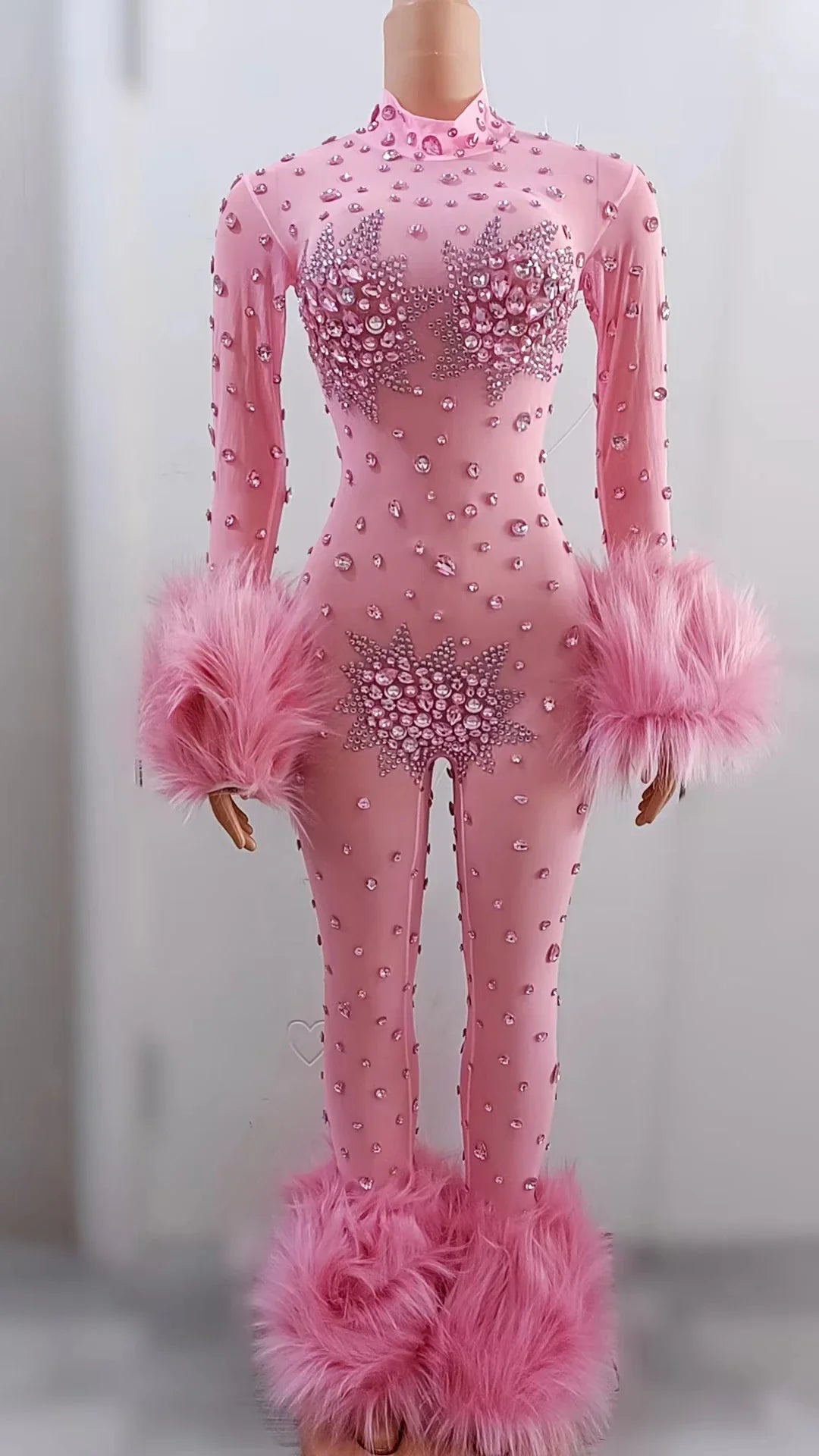Feather Rhinestone Jumpsuit